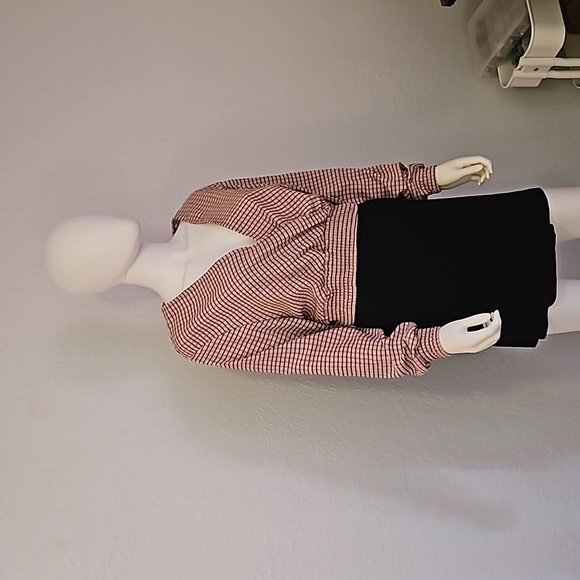 VTG H&M DIVIDED Tattersall Cropped Surplice Blouson Long Sleeve Blouse - Picture 2 of 7